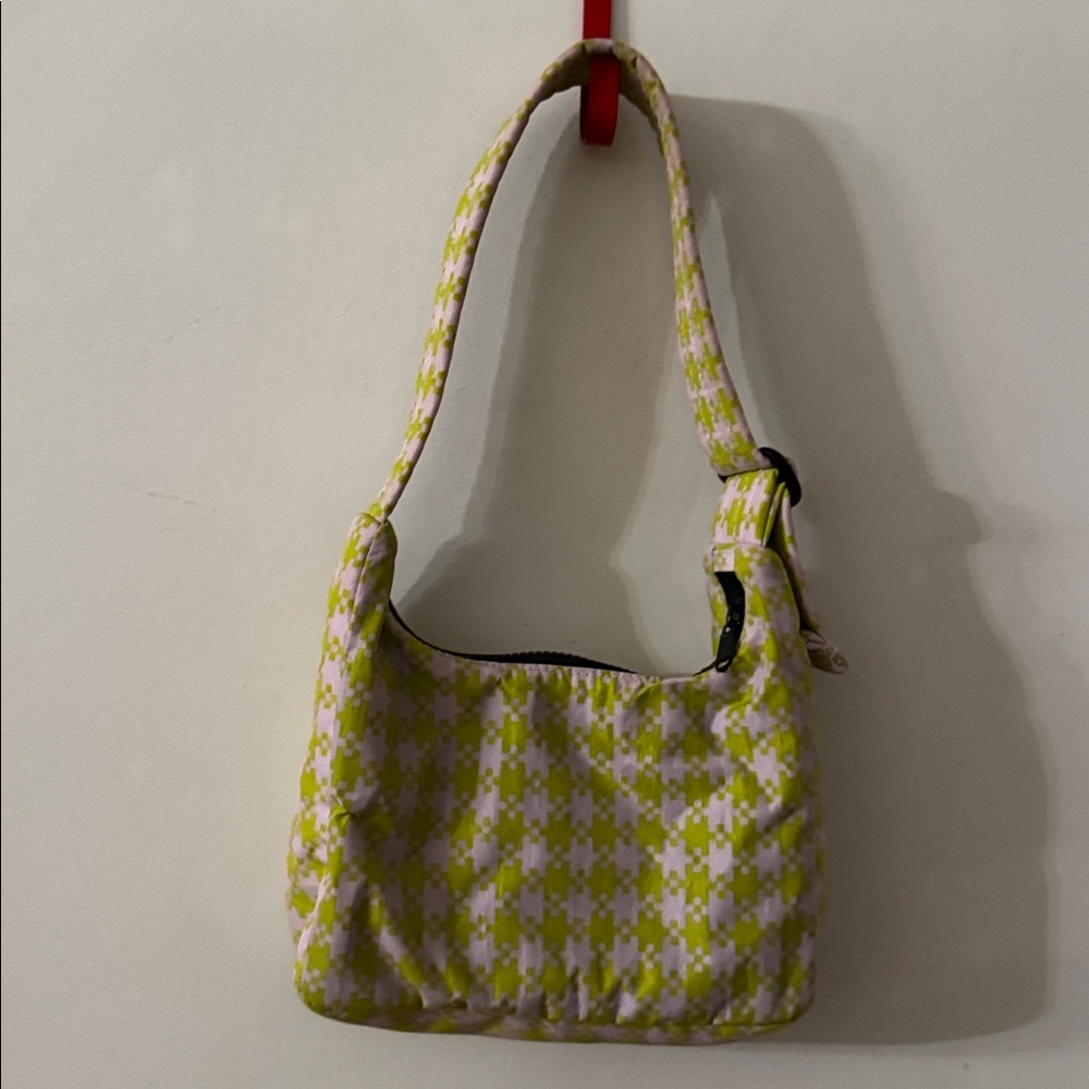 BAGGU: Pink Pistachio Pixel Gingham Mini Shoulder Bag - Picture 3 of 3